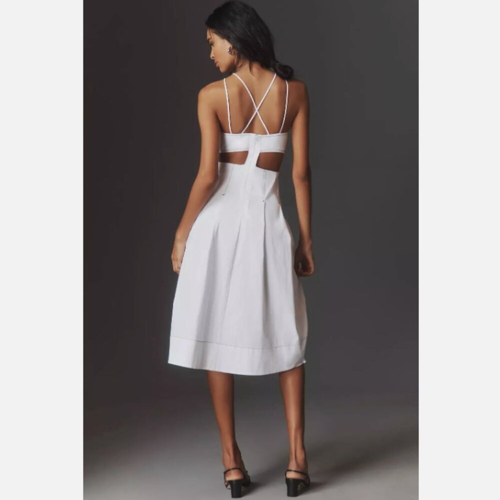 Brand New By Anthropologie Strappy Square-Neck Apron Midi Dress